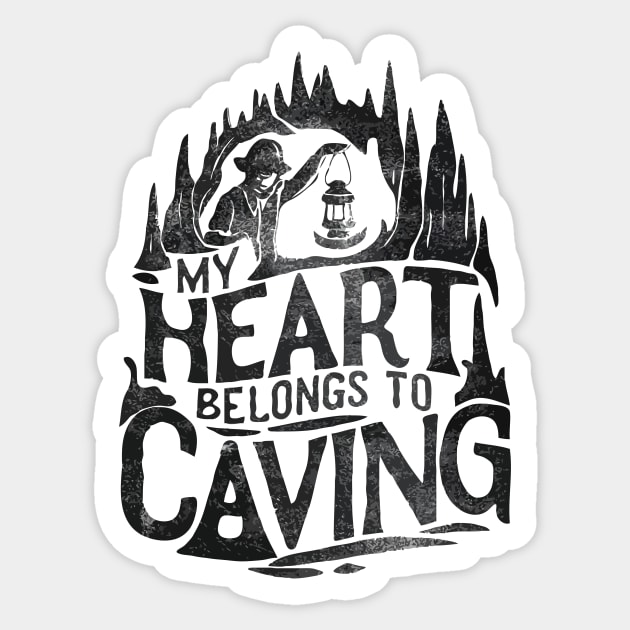 My Heart Belongs To Caving, Funny Caving Lover Sticker by Chrislkf